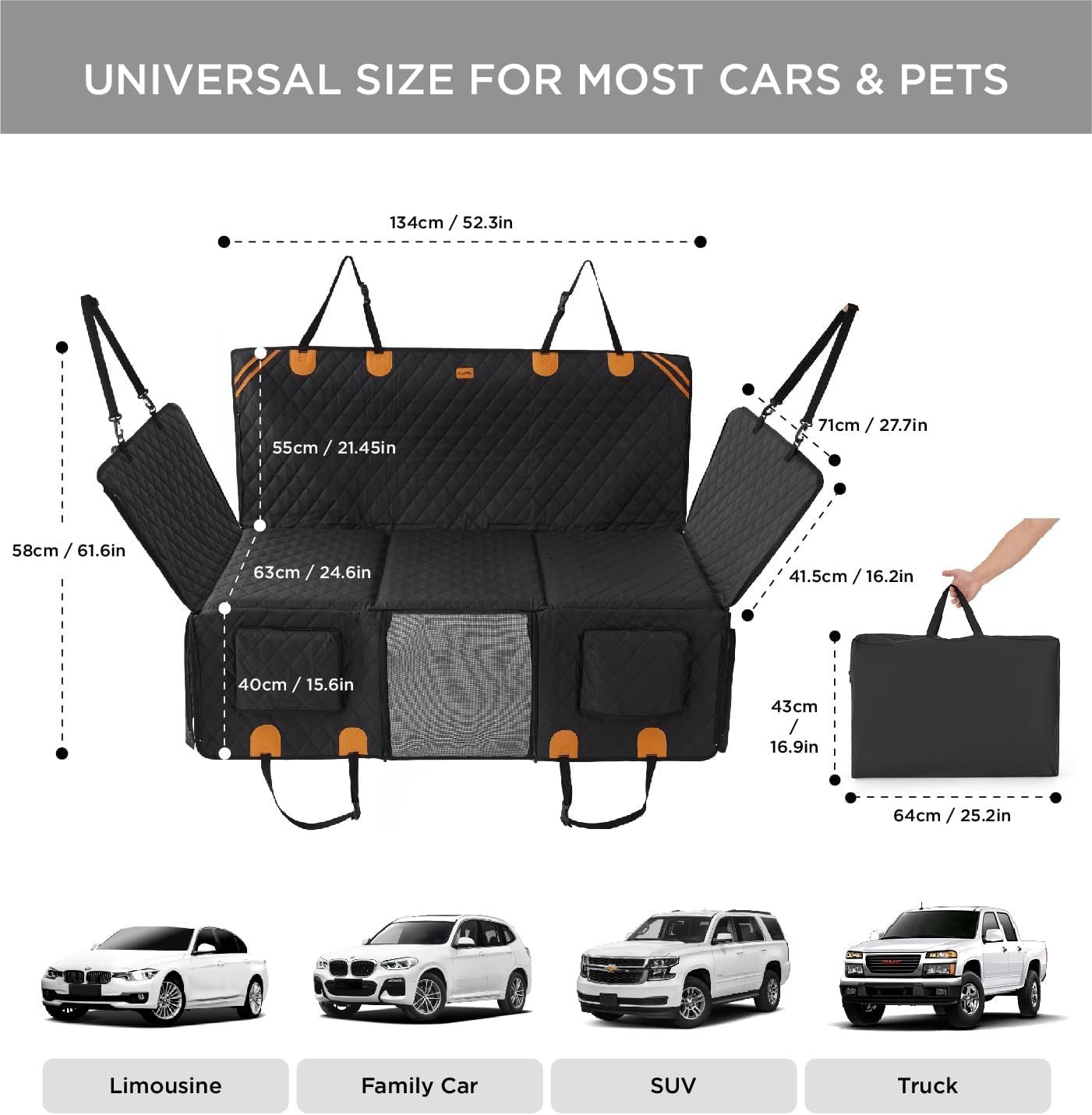 Backseat cover for pets - Water proof+Easy cleanup