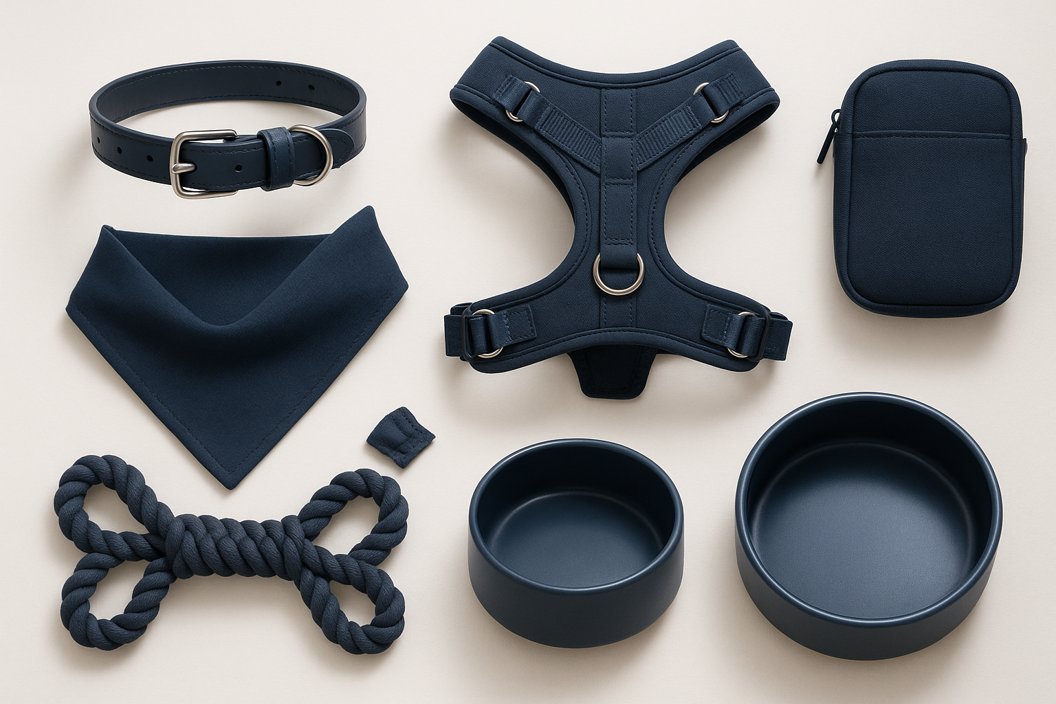 Dog accessories Solid dark blue color theme